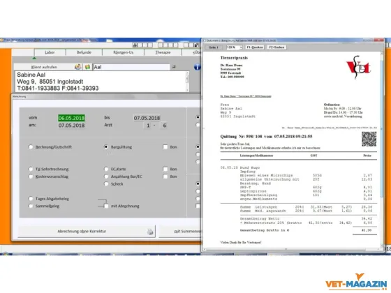 Screenshot VETINF (VETINF Sofware GmbH)