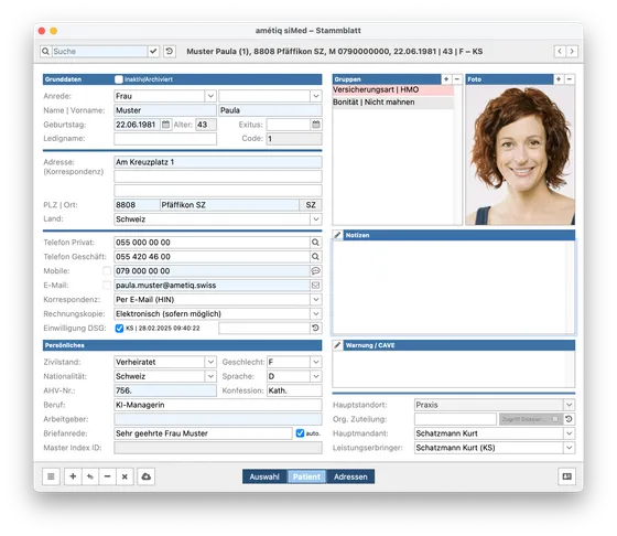 Screenshot amétiq siMed